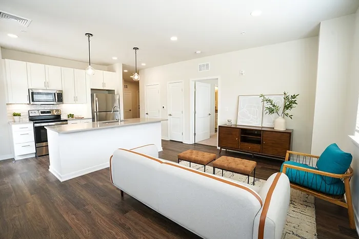 living room and kitchen