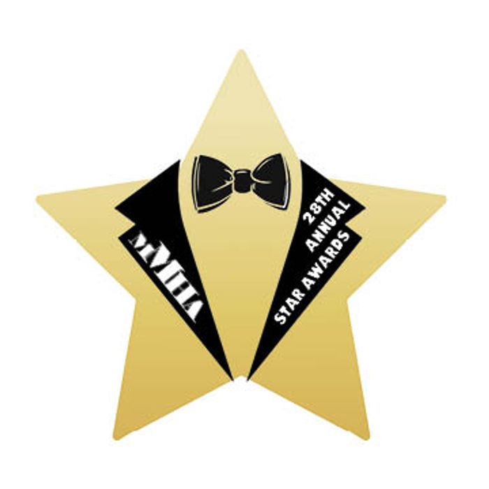 Elegant gold star logo for the 28th Annual Star Awards featuring a tuxedo design.