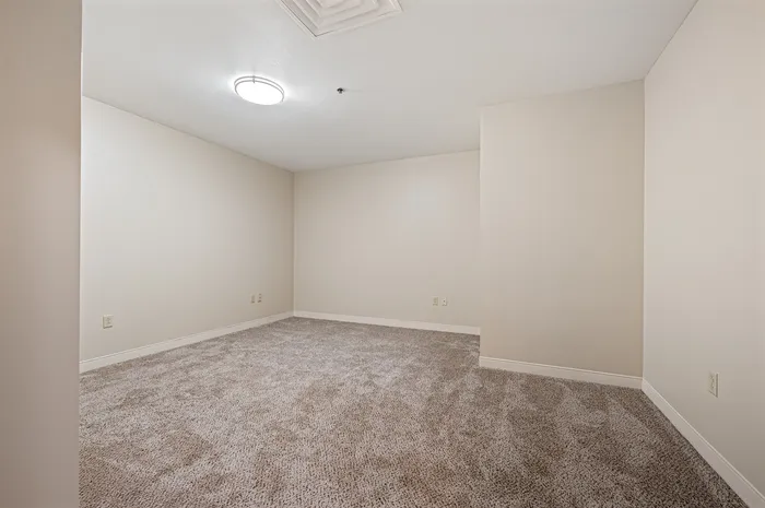Spacious, bright room with neutral walls and plush carpeting, perfect for creating a cozy bedroom or versatile office space.