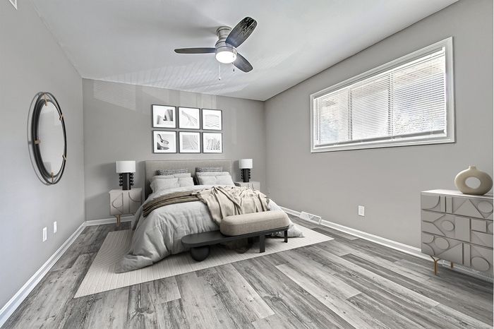 Townhome primary bedroom modern updated