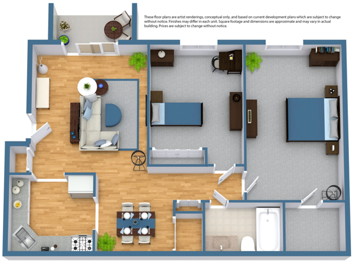 2 bedroom 1 bath