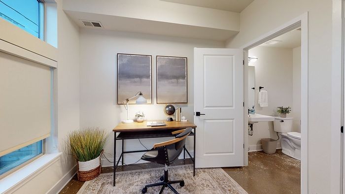 Flexible space with work from home office set up with attached bathroom