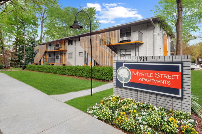 Outdoor view of apartment and grounds