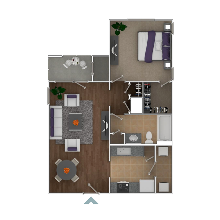 One Bedroom 734 sq ft