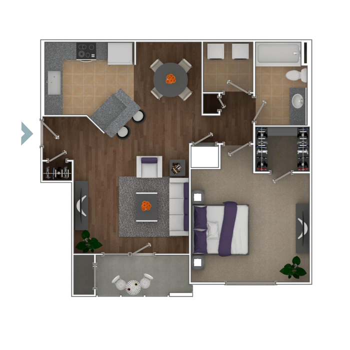 One Bedroom 810 sq ft