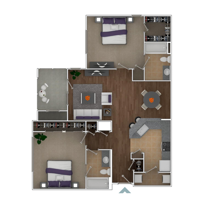 Two Bedroom 1180 sq ft