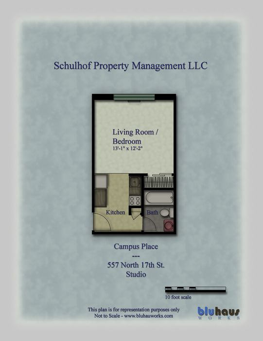 Campus Place Studio Floorplan - Schulhof Property Management LLC