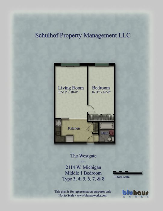Westgate Floor Plan 1 Middle Bedroom (Type 3, 4, 5, 6, 7 and 8) - Schulhof Property Management LLC