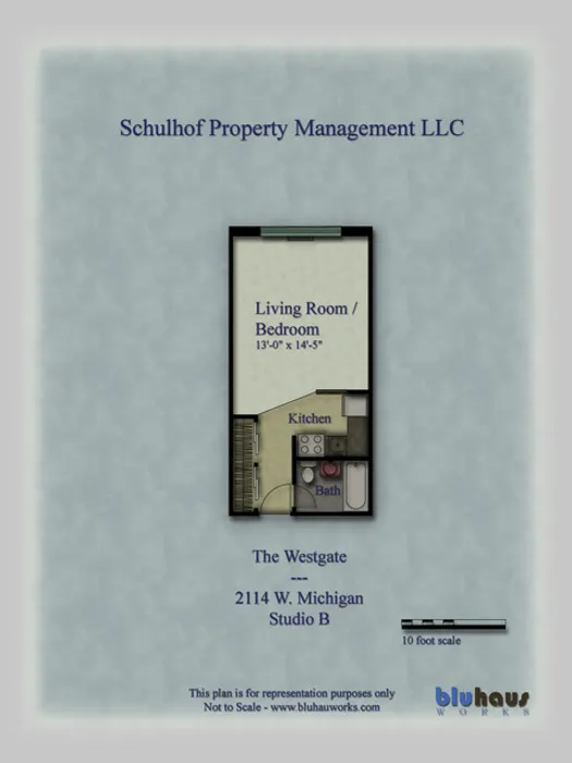 Westgate Floor Plan Studio B - Schulhof Property Management LLC