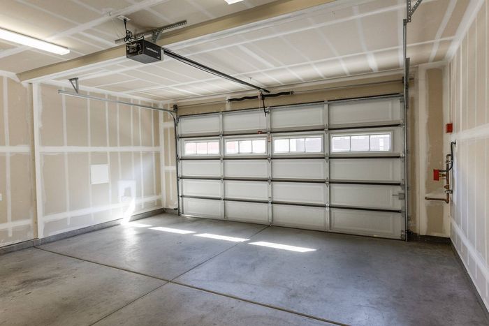 Interior view of the two car garage with automatic door opener.