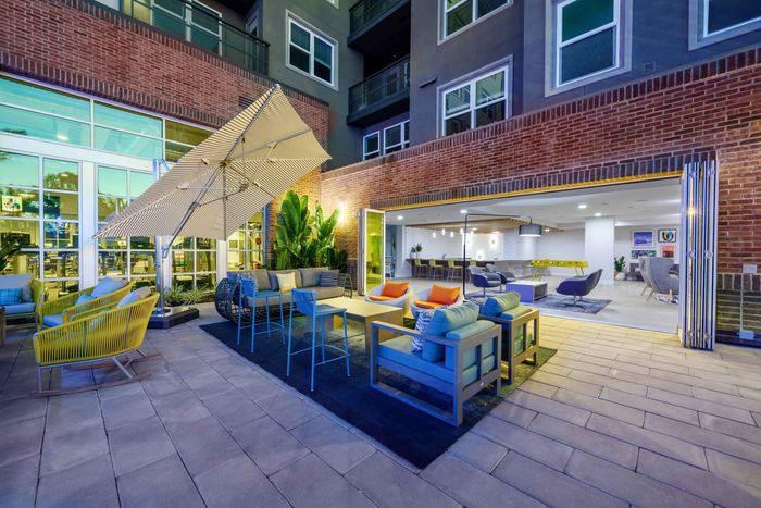 outdoor lounge area at arte west apartments