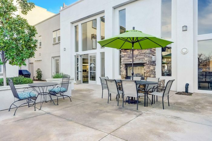 Outdoor fire place with picnic seating