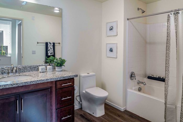bathroom with shower-tub combo at Turtle Creek apartments