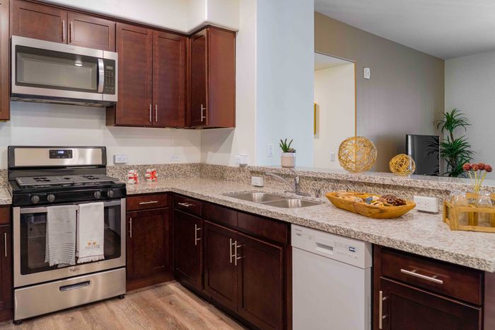 kitchen with stainless steel appliances at Turtle Creek apartments