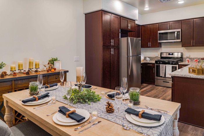 dining table and kitchen at Turtle Creek apartments