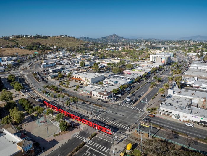 Aerial view of Kelvin in Downtown Lemon Grove within walking distance to the Lemon Grove Trolley Stop