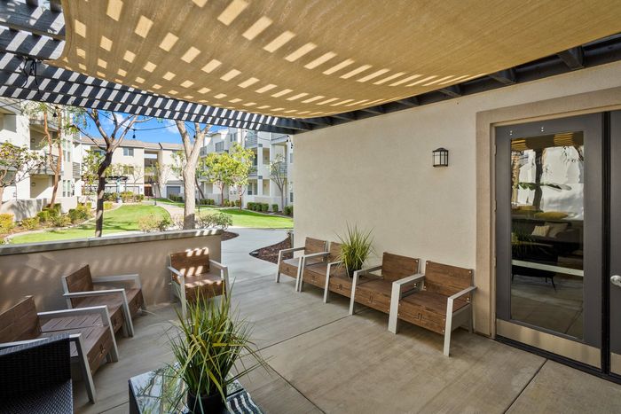 outdoor patio at the clubhouse with seating