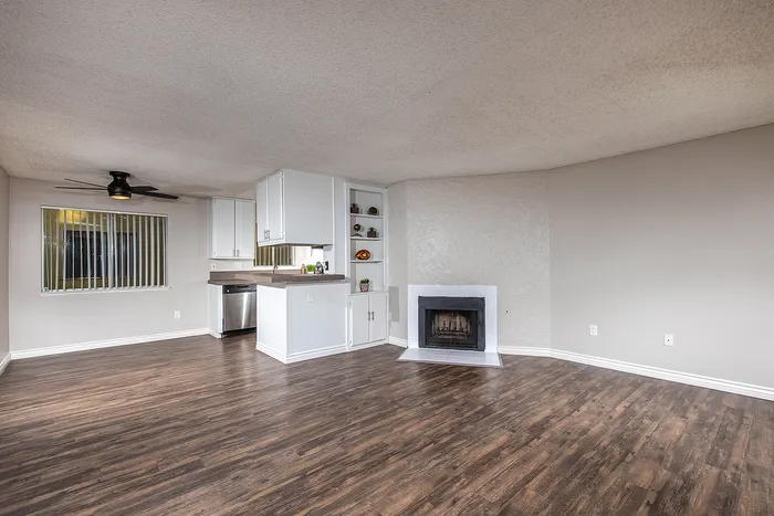 Spacious Living Room with Fireplace