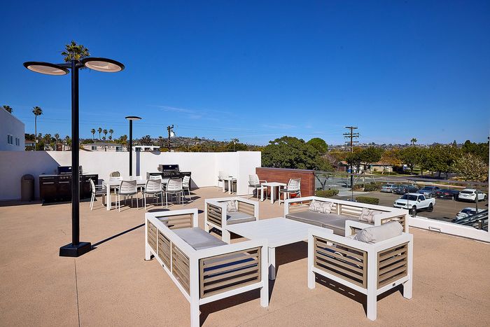 Resident grilling and picnic area on rooftop deck