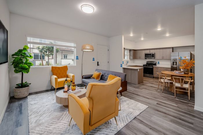 model living room and kitchen