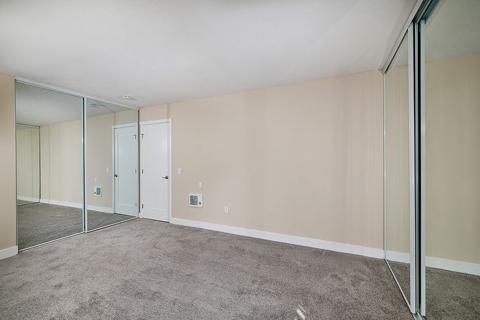 living room with large closets