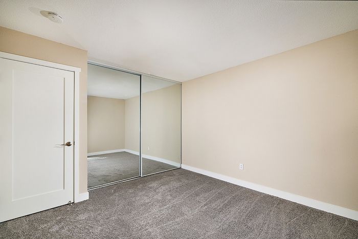 living room with large closets