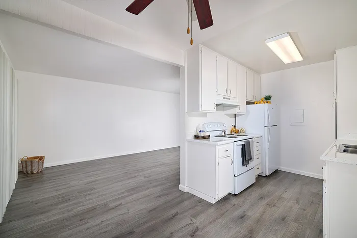 Kitchen with attached living room