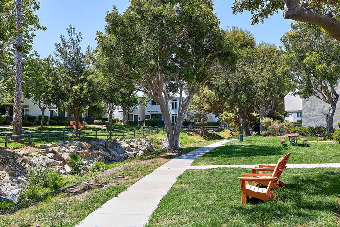 chairs facing walking path