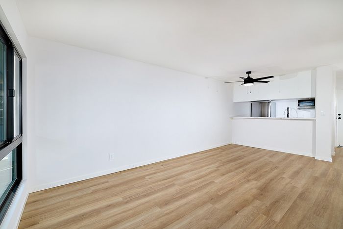 Living room of unit 9, a one bedroom at Melrose Canyon