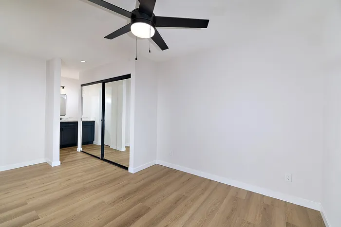 Bedroom in a two bedroom unit at Melrose Canyon