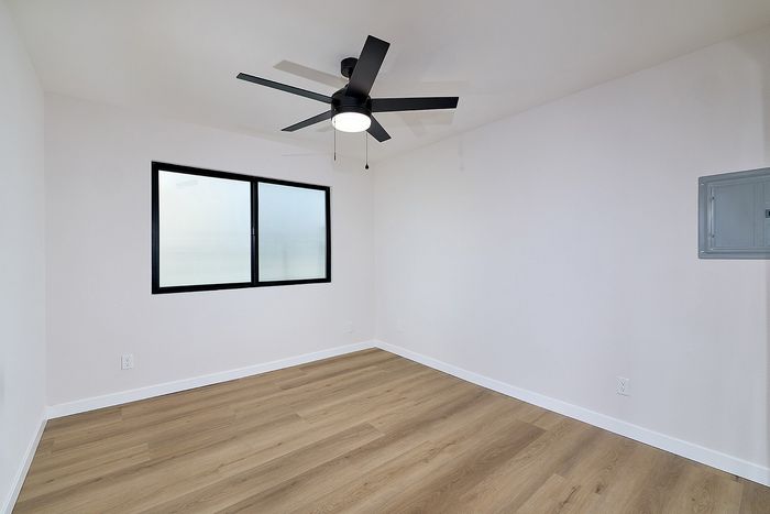 Bedroom in a two bedroom unit at Melrose Canyon