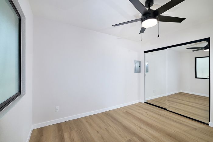 Bedroom in a two bedroom unit at Melrose Canyon