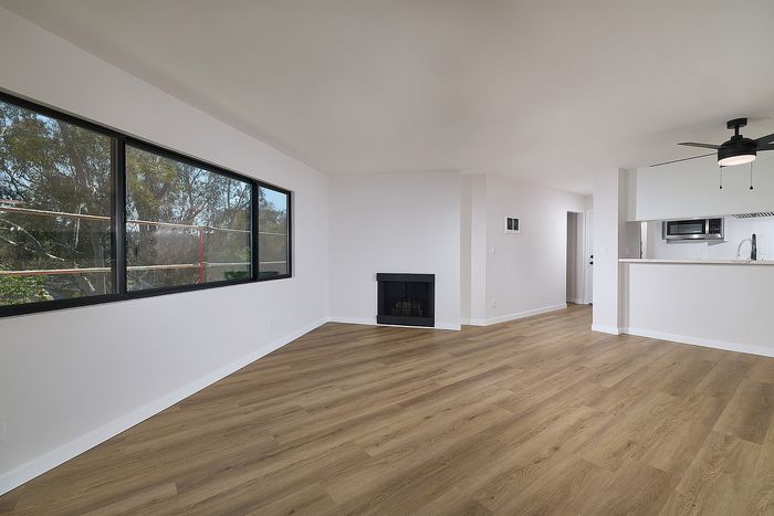Living Room of Unit 28 at Melrose Canyon with a patio, ceiling fan and windows