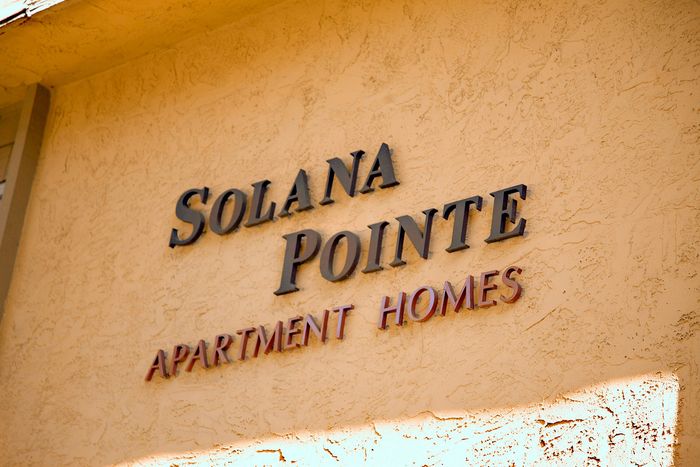 Solana Pointe Apartment Homes monument entrance sign at Elan - Solana Pointe.