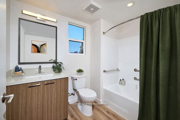 Virtually staged bathroom at Dezi apartments in Serra Mesa, San Diego