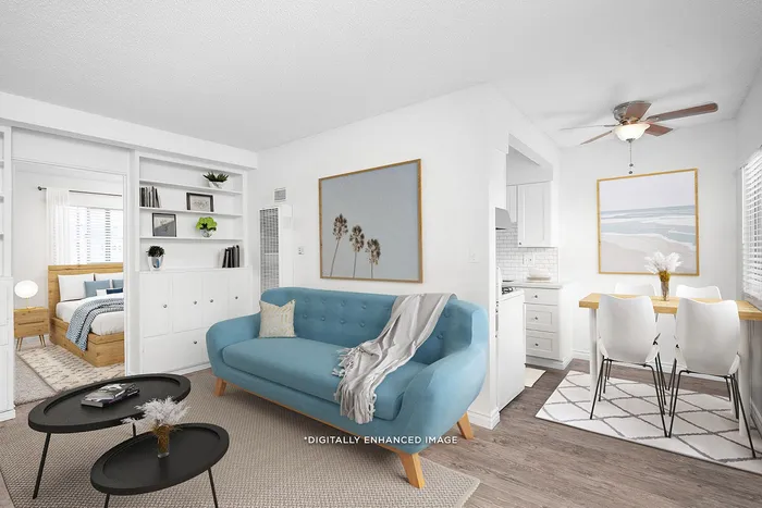 virtually staged living room and dining area