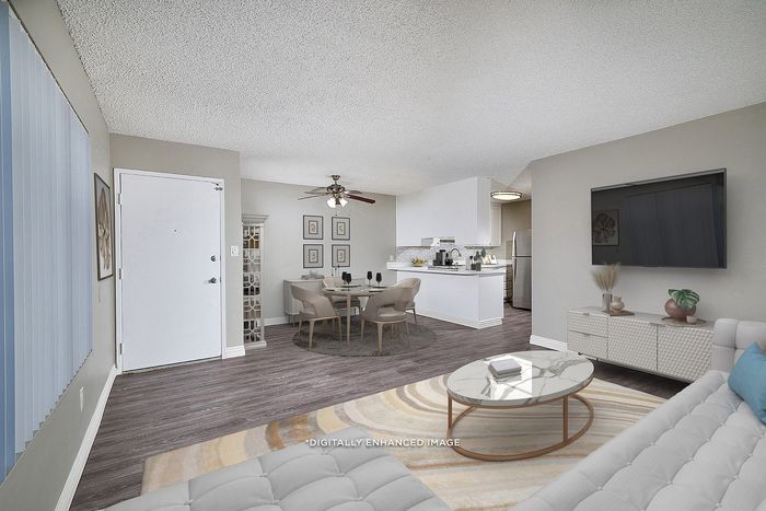 virtually staged living room and kitchen