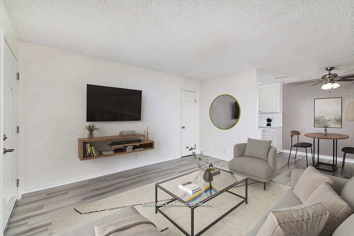 virtually staged living room and kitchen