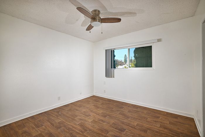 Bedroom with large closets