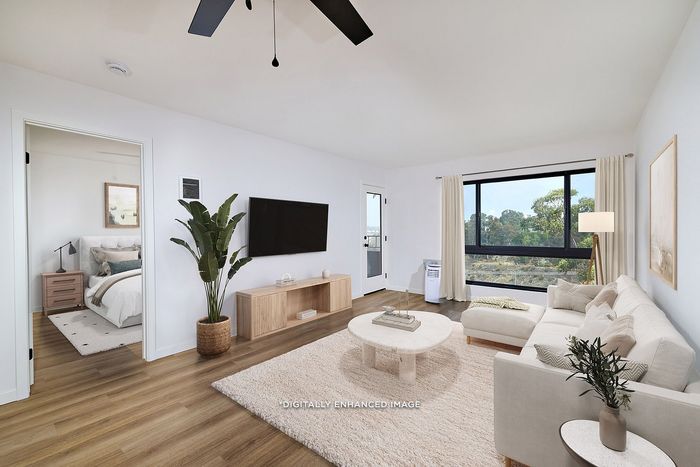 virtually staged living room at melrose canyon