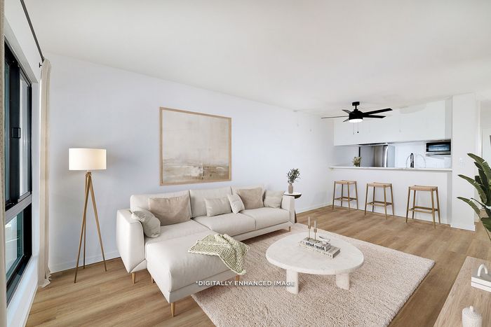 Virtually staged living room at melrose canyon