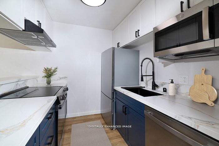 Virtually staged kitchen at Melrose canyon