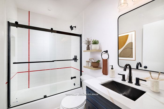 Virtually staged bathroom at melrose canyon