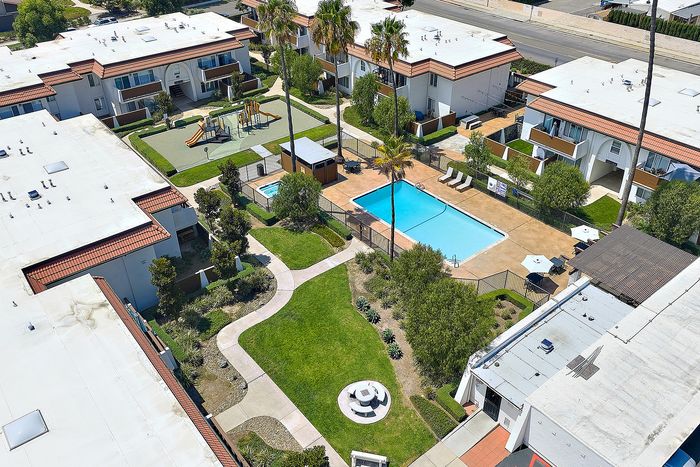 drone footage of community