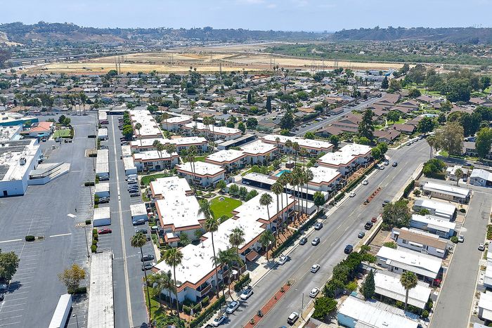 neighborhood drone shot