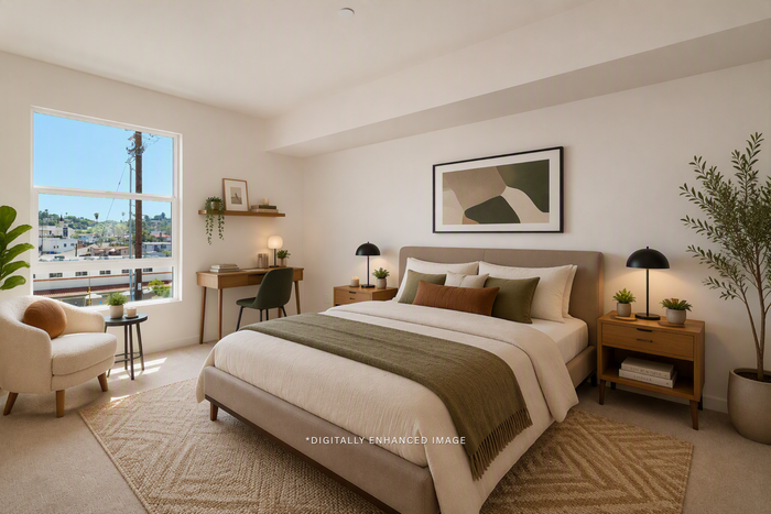 digitally enhanced image of bedroom at textur apartments in la mesa san diego