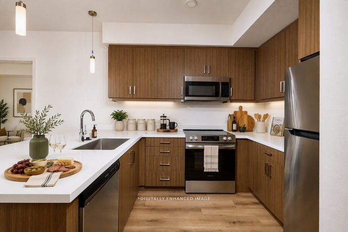 digitally enhanced image of kitchen at textur apartments in la mesa san diego