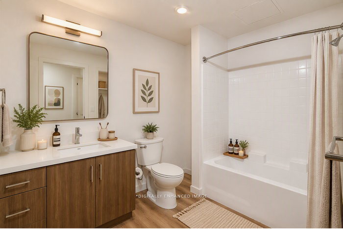 digitally enhanced image of bathroom at textur apartments in la mesa san diego