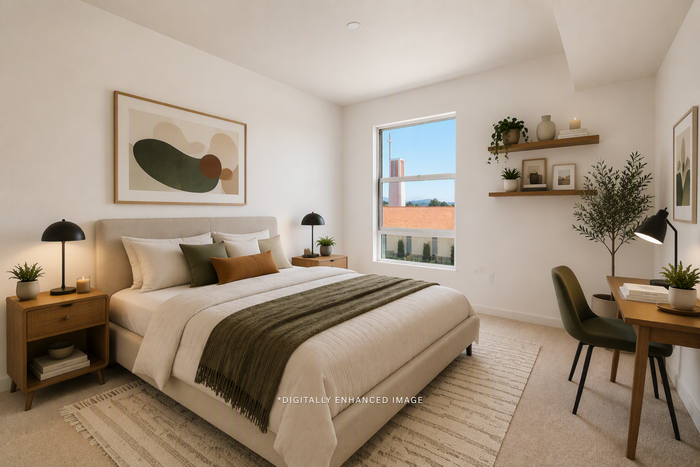digitally enhanced image of bedroom at textur apartments in la mesa san diego