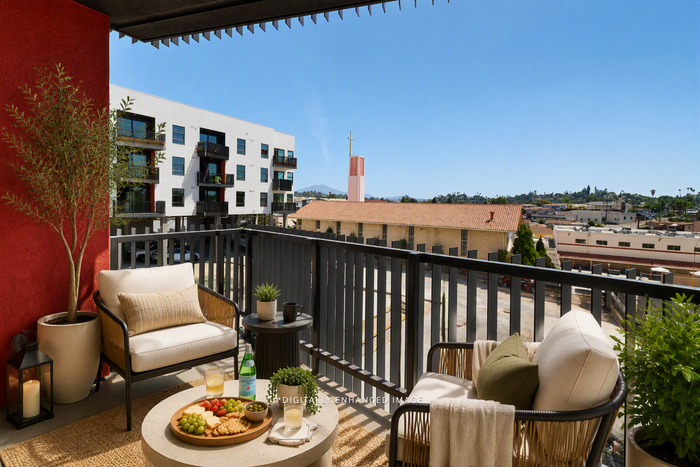 digitally enhanced image of balcony at textur apartments in la mesa san diego